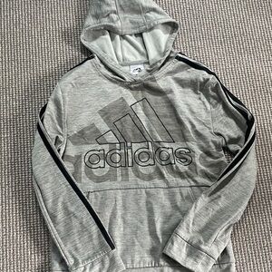 Adidas Heather Gray Hoodie with Black Accents